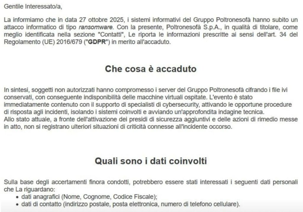 Notifica dell'incidente 